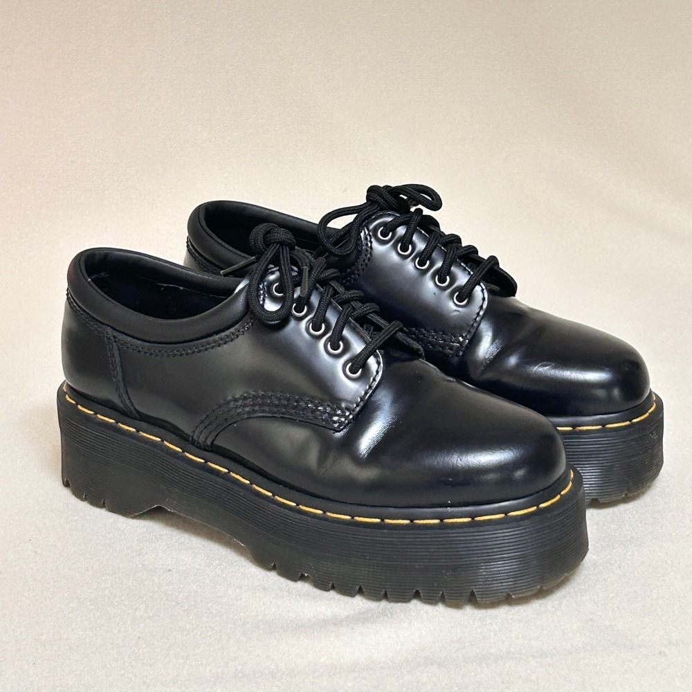 Dr Martens 8053 Quad Platform Oxford Shoes Womens 8 Mens 7 Black Leather - Picture 2 of 11